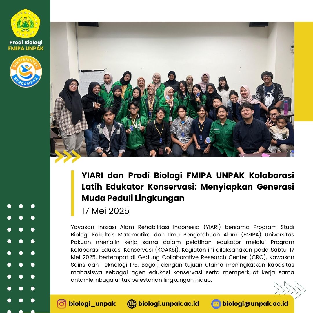 YIARI dan Prodi Biologi FMIPA UNPAK Kolaborasi Latih Edukator Konservasi: Menyiapkan Generasi Muda Peduli Lingkungan