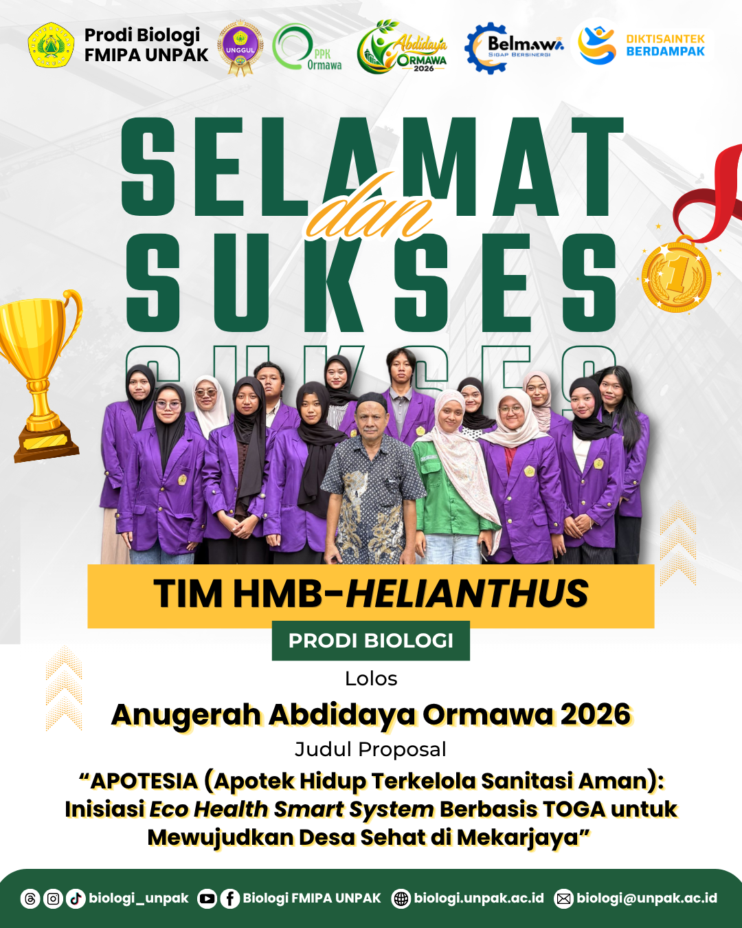 Selamat dan Sukses kepada Tim HMB–HELIANTHUS Lolos dalam Anugerah Abdidaya Ormawa 2026