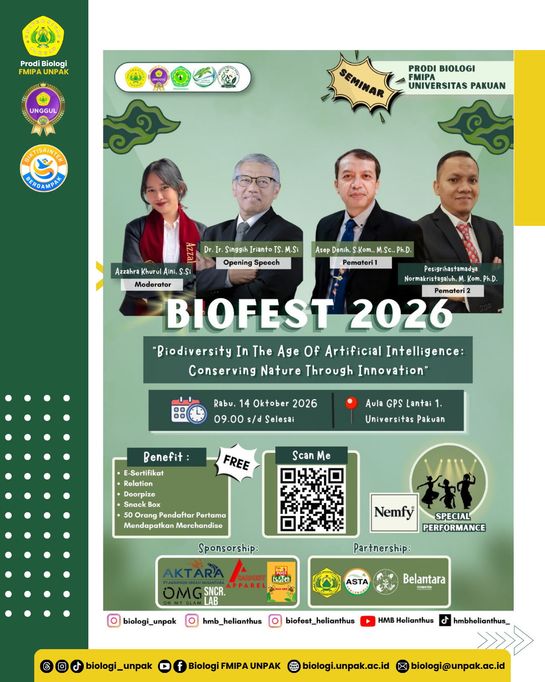 BIOFEST 2026: Biodiversity in the Age of Artificial Intelligence!