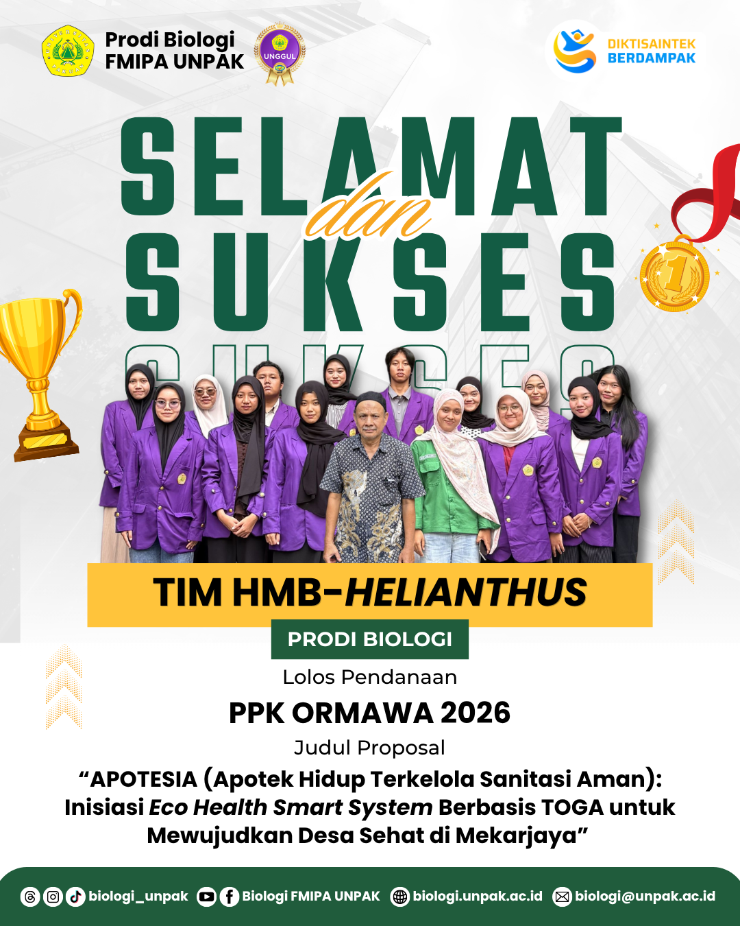 Tim HMB-Helianthus Prodi Biologi Lolos Pendanaan PPK ORMAWA 2026