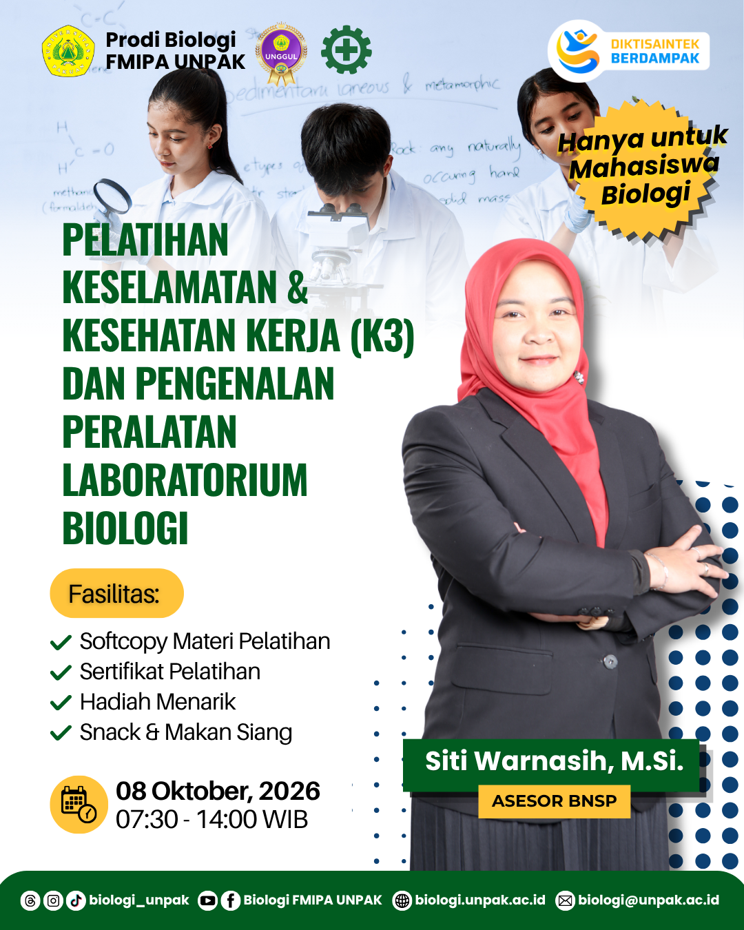 Pelatihan K3 dan Pengenalan Peralatan Laboratorium Biologi